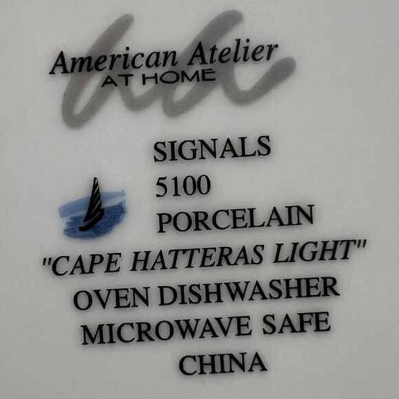 American Atelier Lighthouse Plate Set of 4 Cape Hatteras Coastal Decor - Picture 8 of 12
